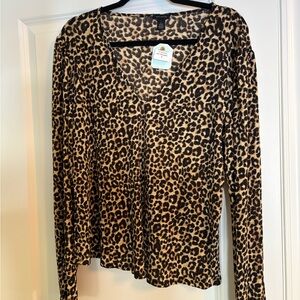 Ann Taylor Animal Print Long Sleeve Top